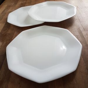 3pc Luminarc Arcoroc White Octime Octagon 10.75 inch Dinner Plates Set
